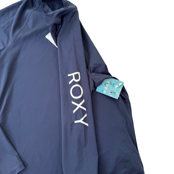 Roxy Whole Hearted Long Sleeve UPF 50 Swim Rashguard Navy Blue Size M NWT - Picture 6 of 13